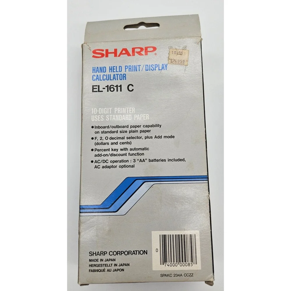 Vintage Sharp EL-1611 C Hand Held‎ Print Display Calculator 10-Digit Printer